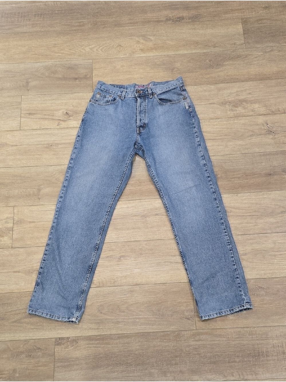 Retro Y2K Silver Straight-Leg Button Fly Jeans